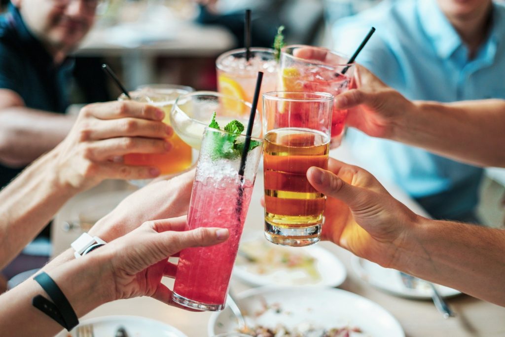 Photos of friends having drinks together